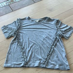Grey Tshirt with Ruffle Sleeves